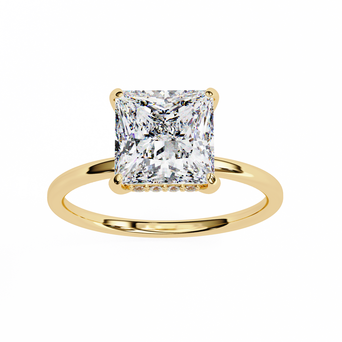 Reverra 14K Gold Princess & Round Lab Grown Diamond Solitaire Engagement Ring for Women, CTTW-2.36