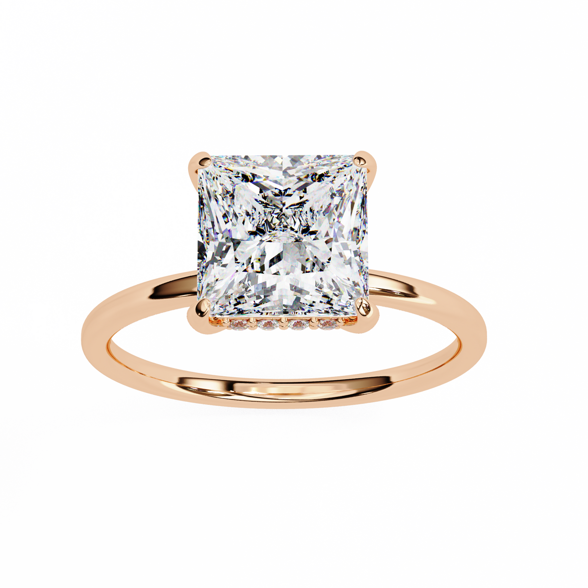 Reverra 14K Gold Princess & Round Lab Grown Diamond Solitaire Engagement Ring for Women, CTTW-2.36