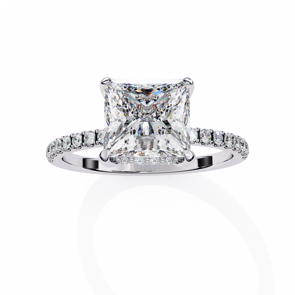 Reverra 14K Gold Princess & Round Lab Grown Diamond Engagement Ring for Women, CTTW-2.54