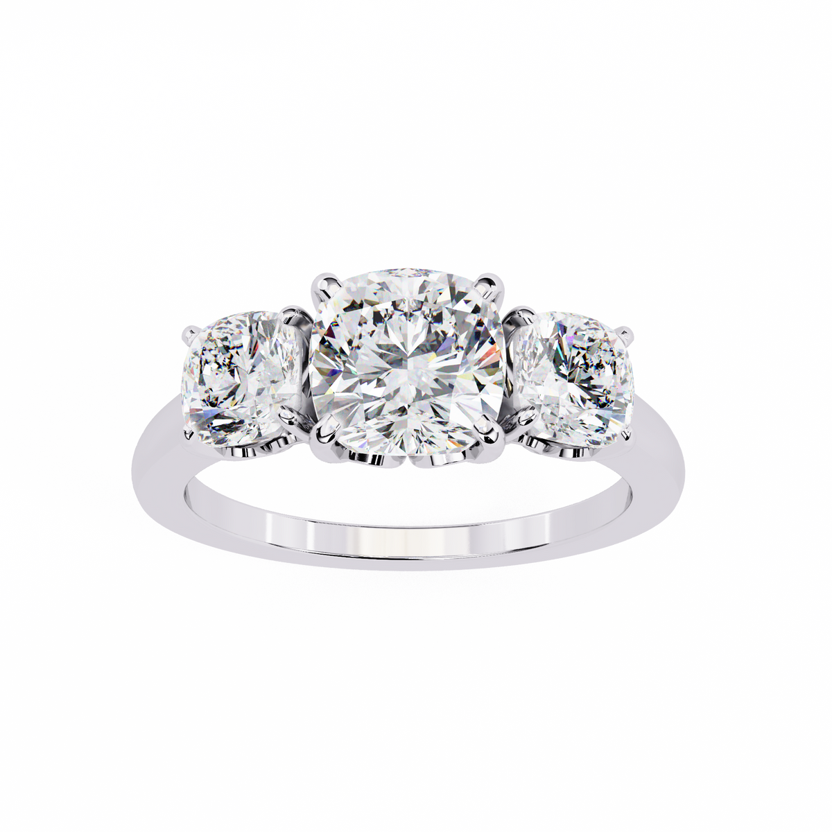 Reverra 14K Three Stone Diamond Engagement Ring, CTTW-3.96