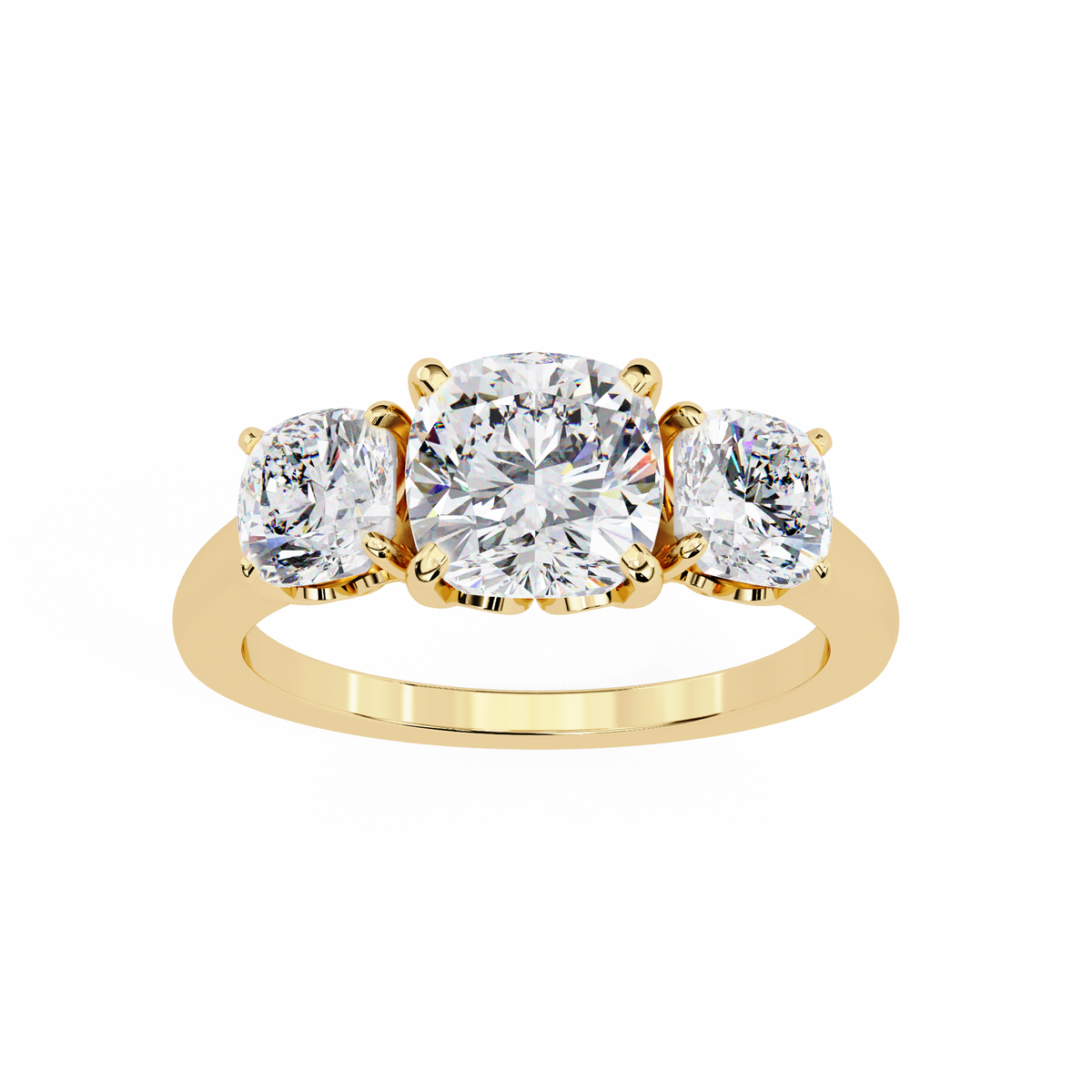 Reverra 14K Gold Cushion Lab Grown Diamond Engagement Ring for Women, CTTW-3.96