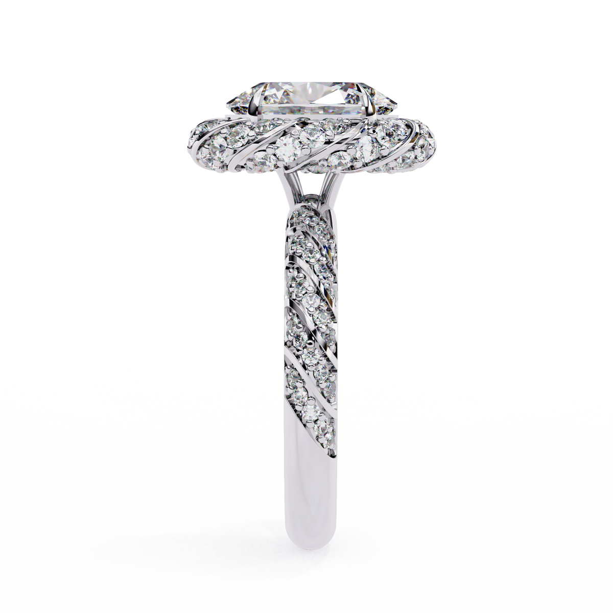 Reverra 14K Oval Diamond Halo Engagement Ring, CTTW-3.21