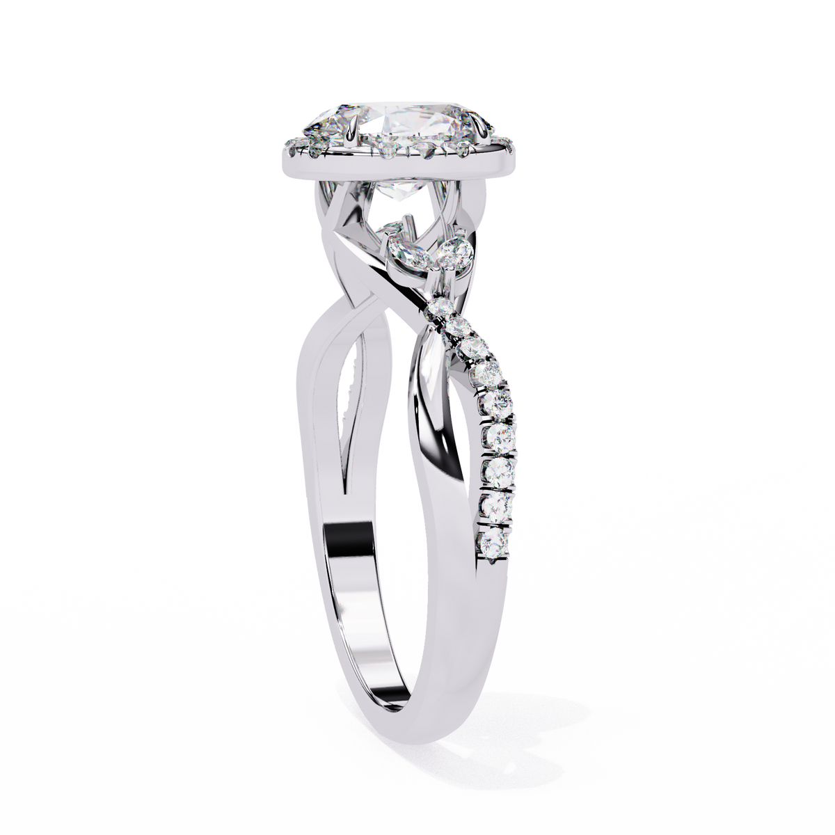 Reverra 14K Oval Diamond Halo Engagement Ring, CTTW-1