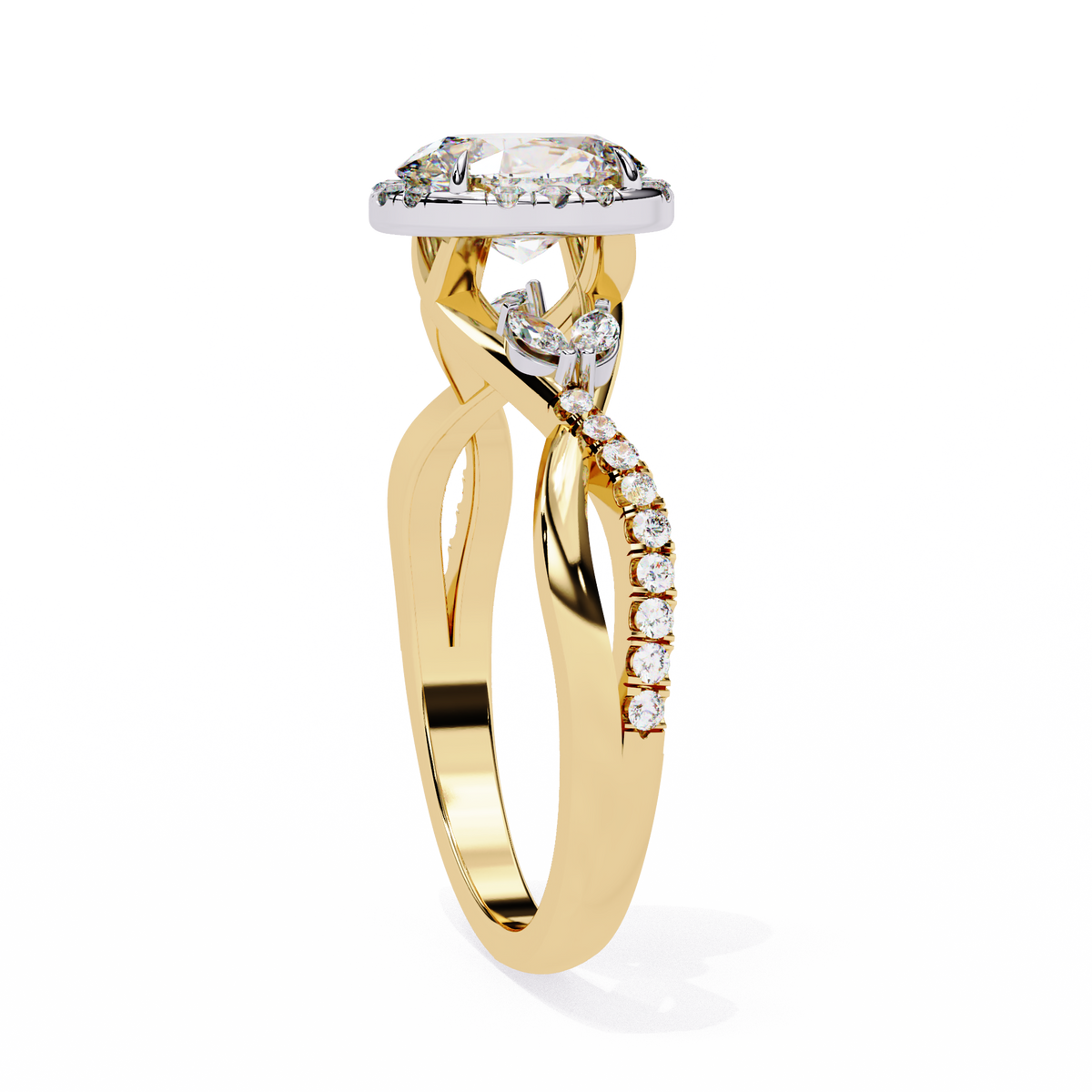 Reverra 14K Oval Diamond Halo Engagement Ring, CTTW-1