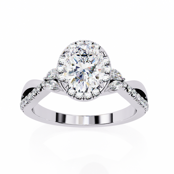 Reverra 14K Gold Oval, Round & Marquise Lab Grown Diamond Halo Engagement Ring for Women, CTTW-1