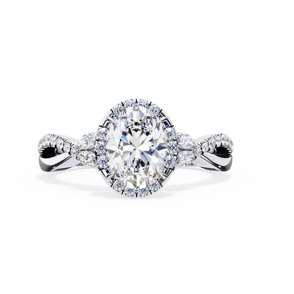 Reverra 14K Gold Oval, Round & Marquise Lab Grown Diamond Halo Engagement Ring for Women, CTTW-1