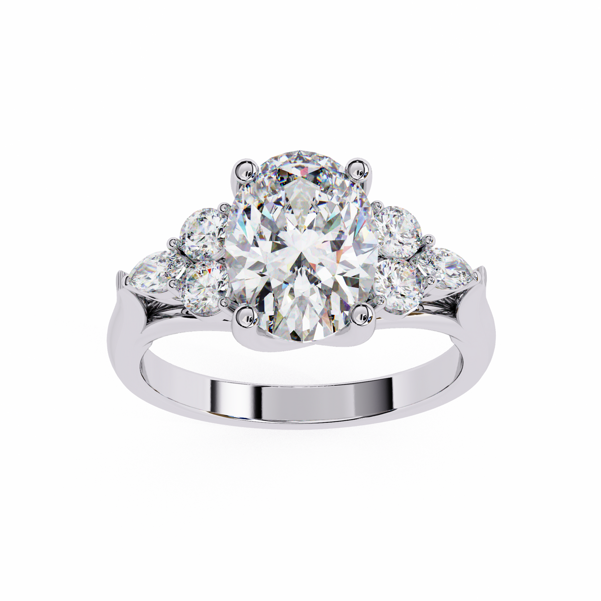 Reverra 14K Oval Diamond Three Stone Engagement Ring, CTTW-2.51