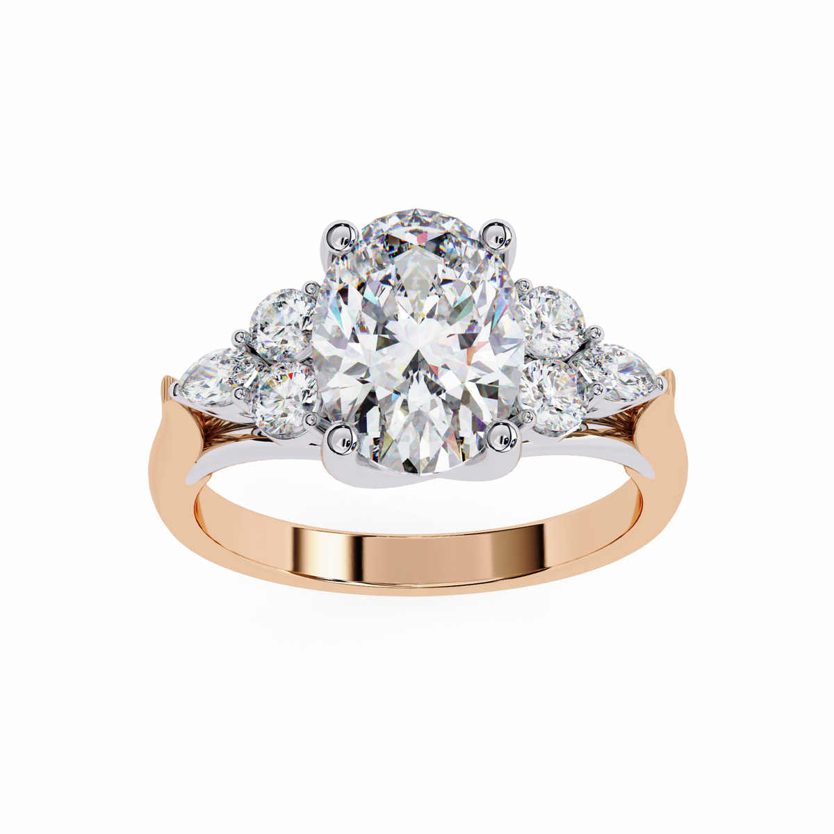 Reverra 14K Gold Oval, Marquise & Round Lab Grown Diamond Engagement Ring for Women, CTTW-2.51
