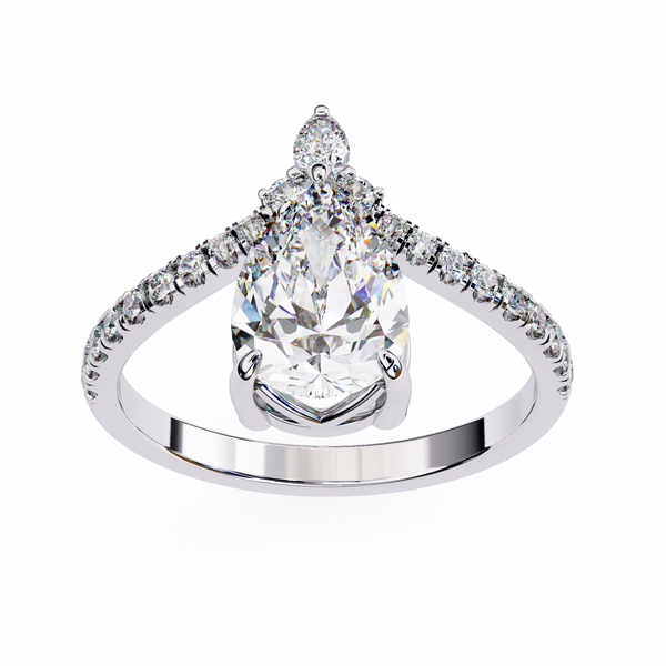 Reverra 14K Gold Pear & Round Lab Grown Diamond Halo Engagement Ring for Women, CTTW-1.72