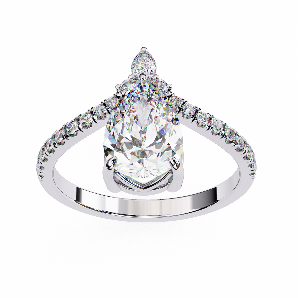 Reverra 14K Pear Diamond Halo Engagement Ring, CTTW-1.72