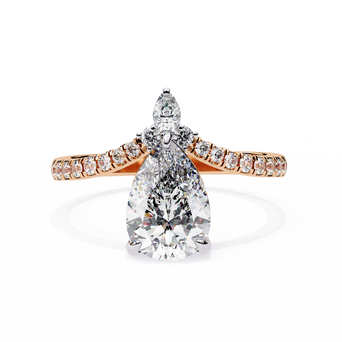 Reverra 14K Pear Diamond Halo Engagement Ring, CTTW-1.72