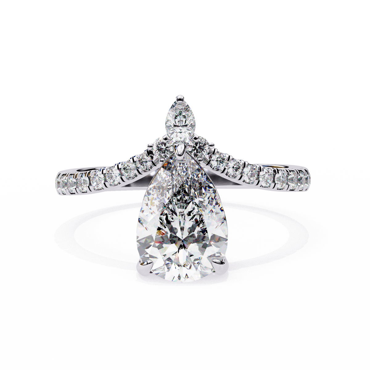 Reverra 14K Pear Diamond Halo Engagement Ring, CTTW-1.72