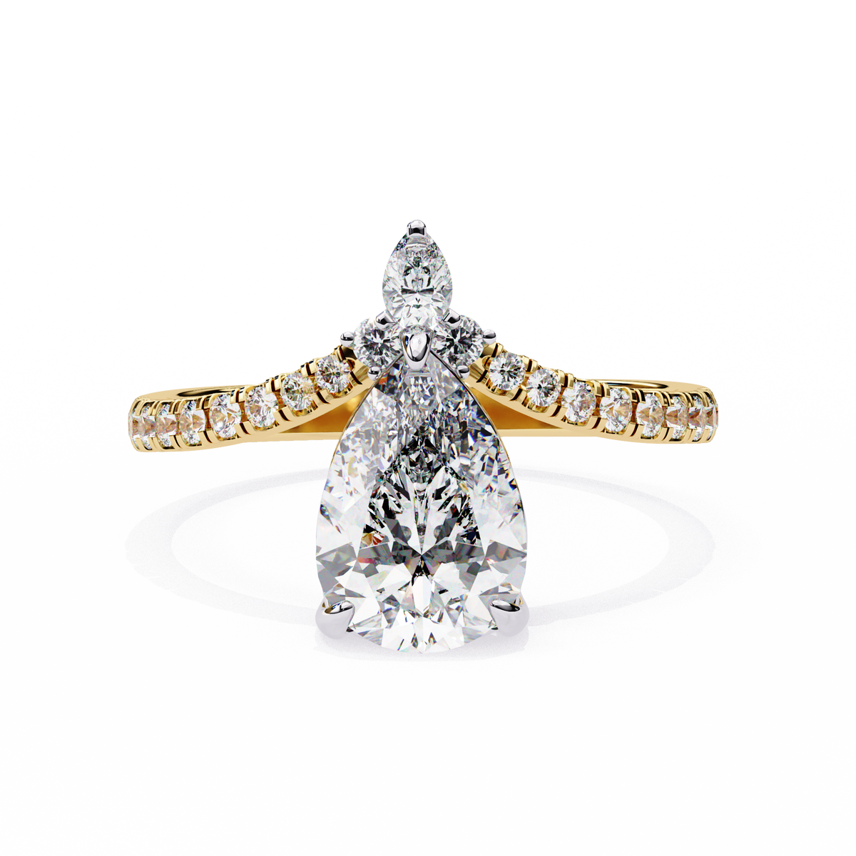 Reverra 14K Pear Diamond Halo Engagement Ring, CTTW-1.72