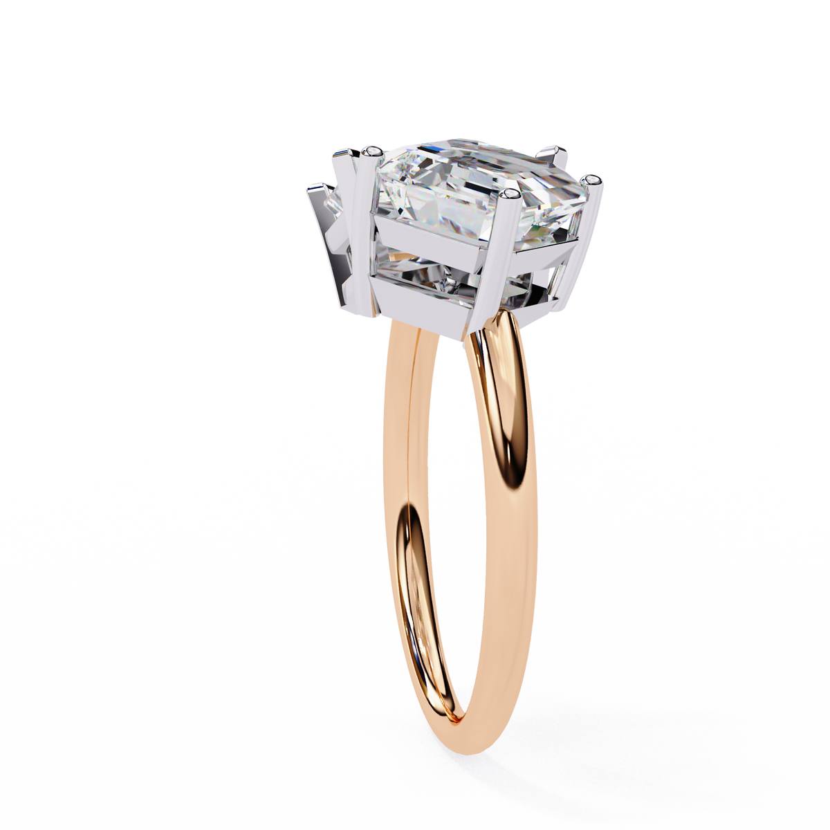 Reverra 14K Radiant Asscher Toi et Moi Engagement Ring, CTTW-4.17