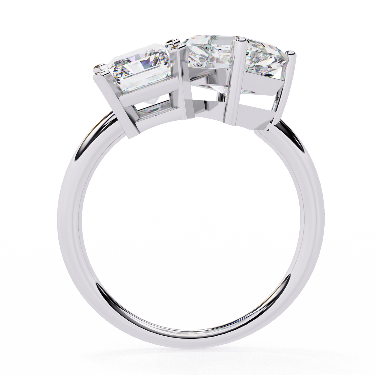 Reverra 14K Radiant Asscher Toi et Moi Engagement Ring, CTTW-4.17