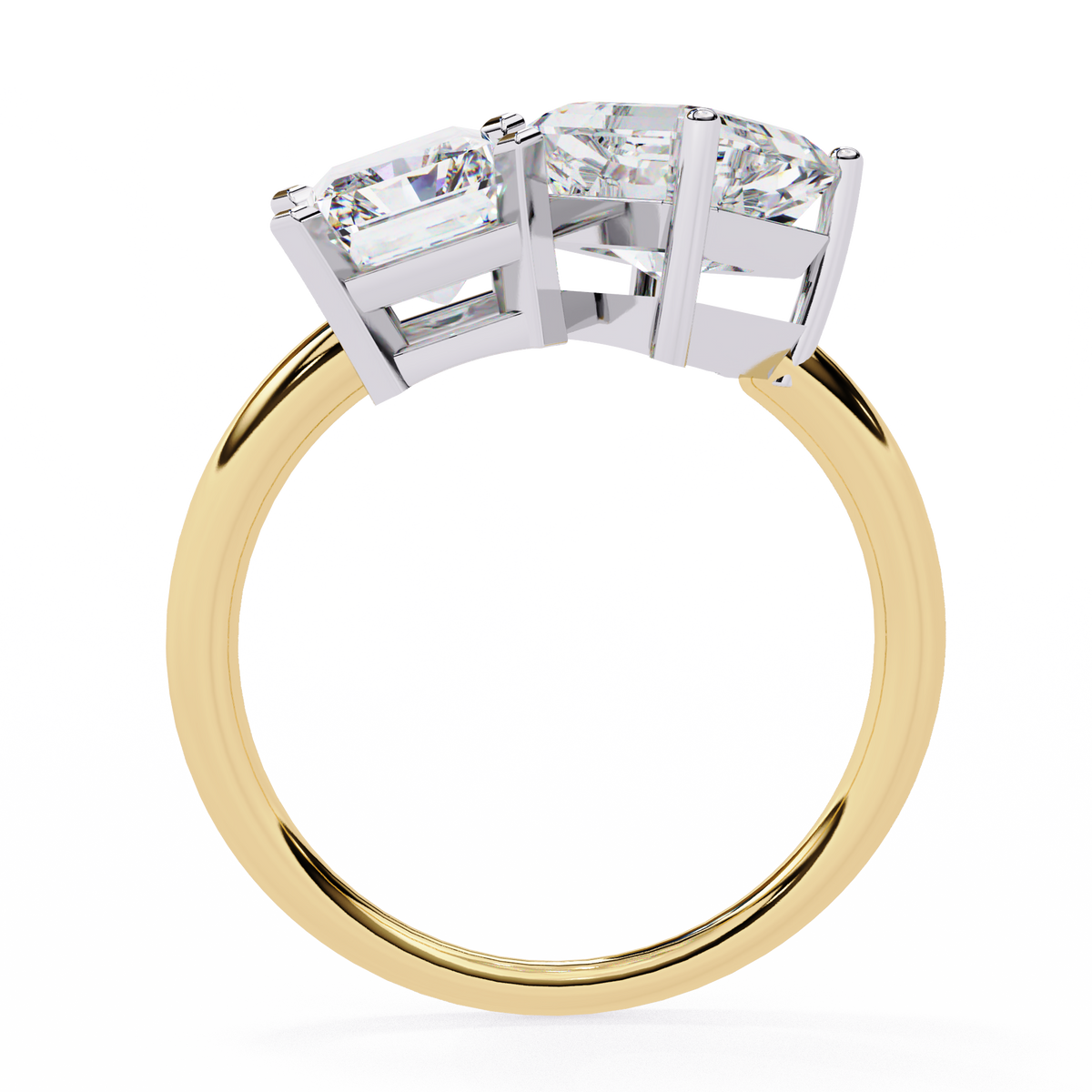Reverra 14K Radiant Asscher Toi et Moi Engagement Ring, CTTW-4.17