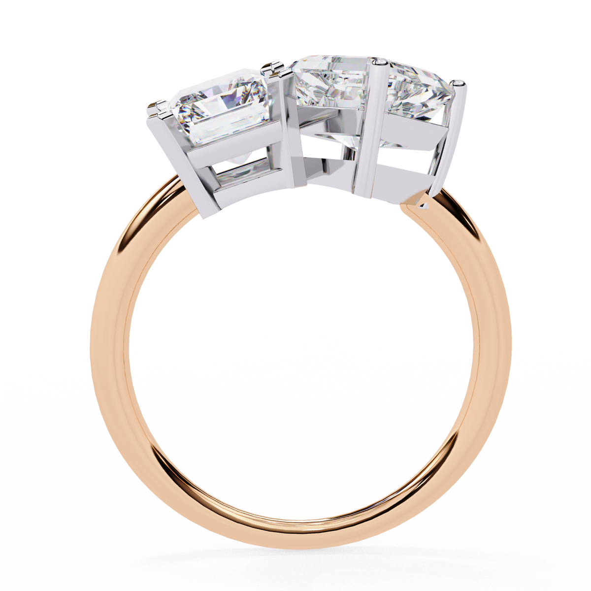 Reverra 14K Radiant Asscher Toi et Moi Engagement Ring, CTTW-4.17