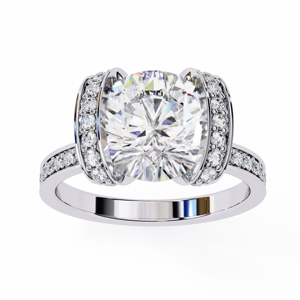 Reverra 14K Gold Round Lab Grown Diamond Double Halo Engagement Ring for Women, CTTW-3.3