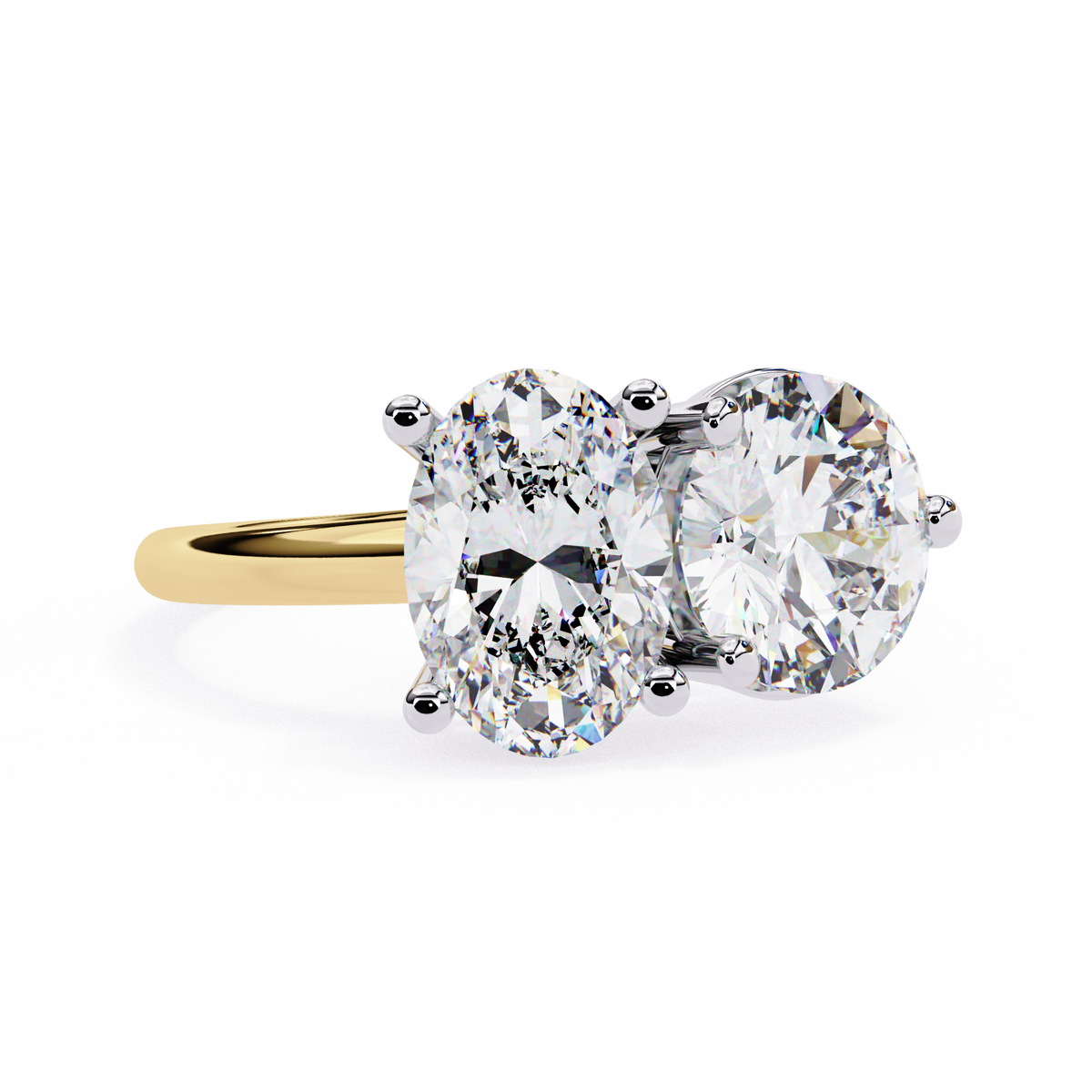 Reverra 14K Oval Round Toi et Moi Engagement Ring, CTTW-3.32