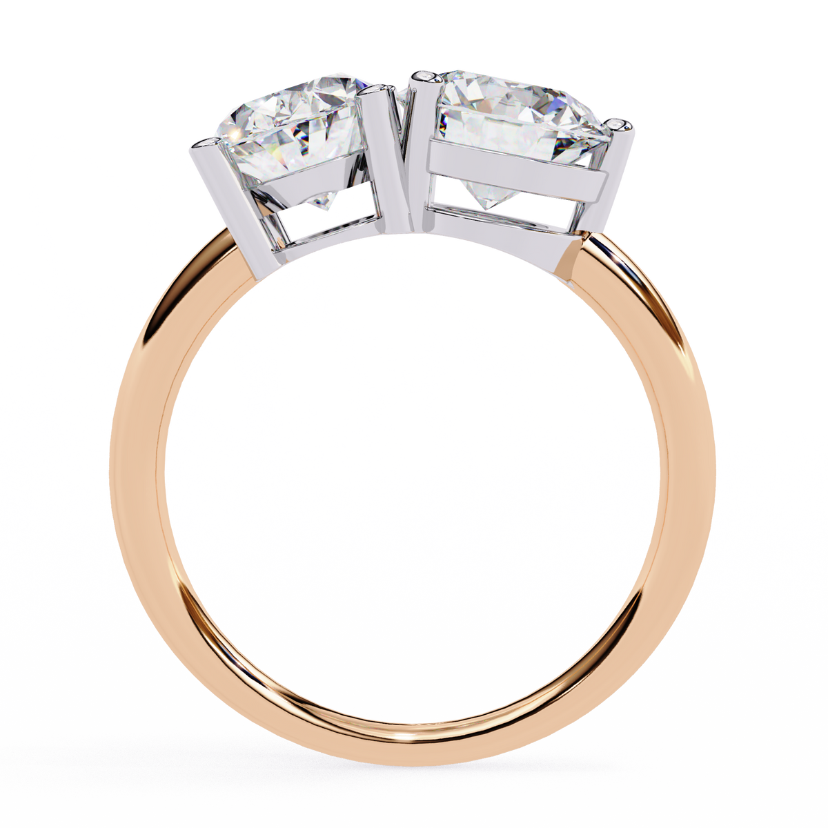 Reverra 14K Oval Round Toi et Moi Engagement Ring, CTTW-3.32