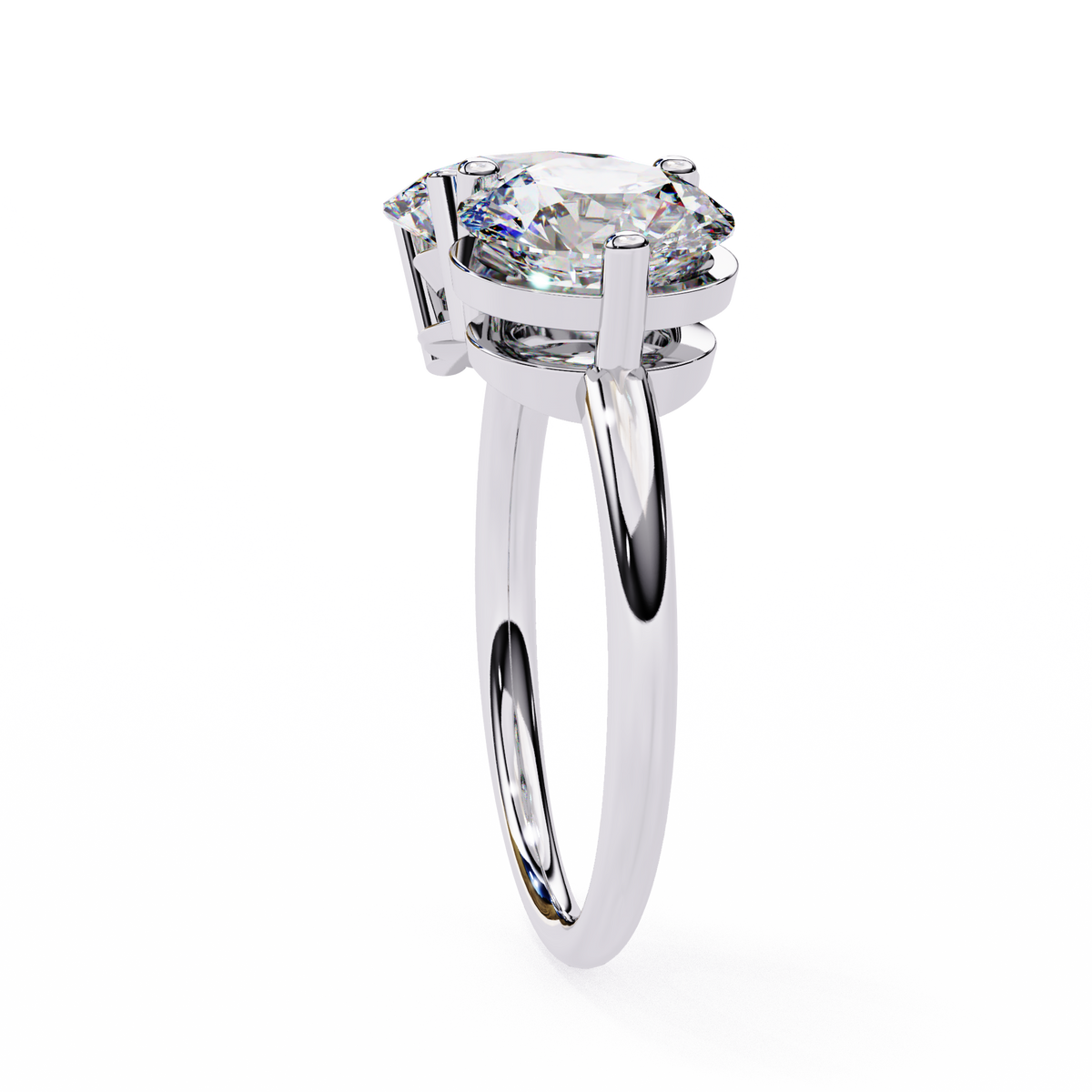 Reverra 14K Oval Round Toi et Moi Engagement Ring, CTTW-3.32