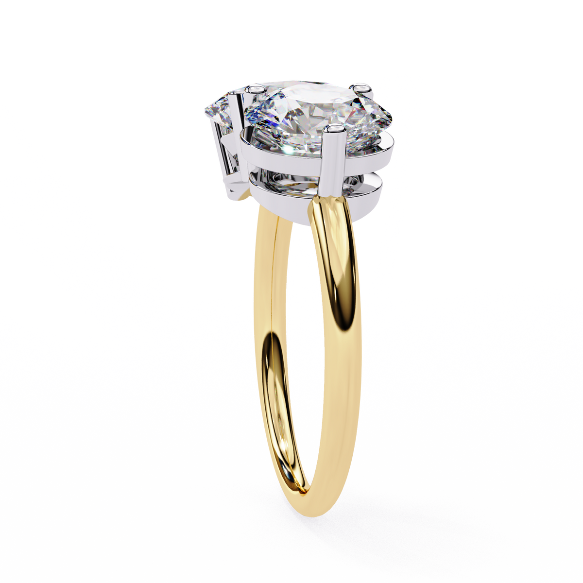 Reverra 14K Oval Round Toi et Moi Engagement Ring, CTTW-3.32