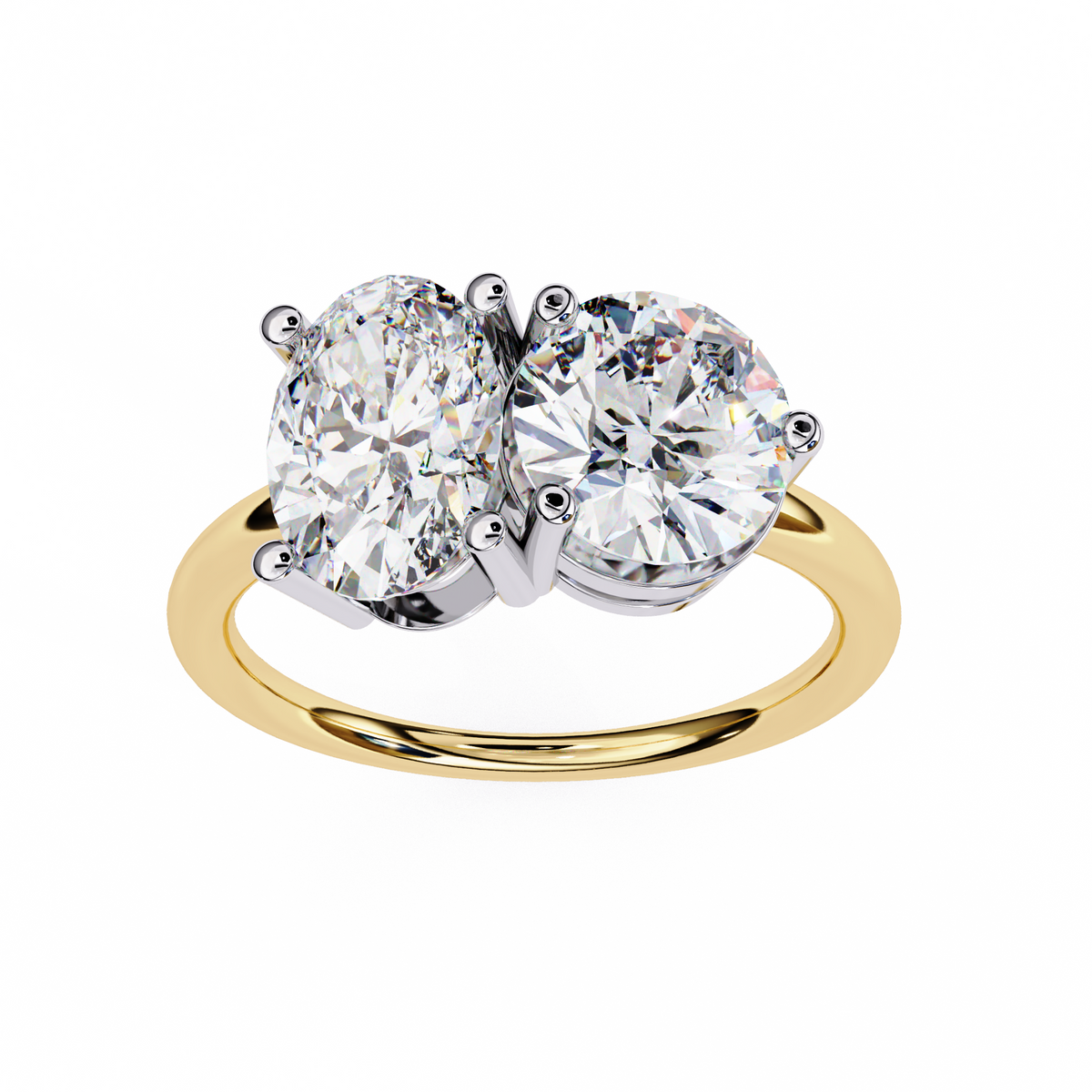 Reverra 14K Gold Oval & Round Lab Grown Diamond Toi et Moi Engagement Ring for Women, CTTW-3.32
