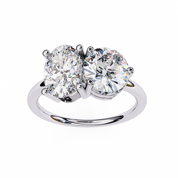 Reverra 14K Gold Oval & Round Lab Grown Diamond Toi et Moi Engagement Ring for Women, CTTW-3.32