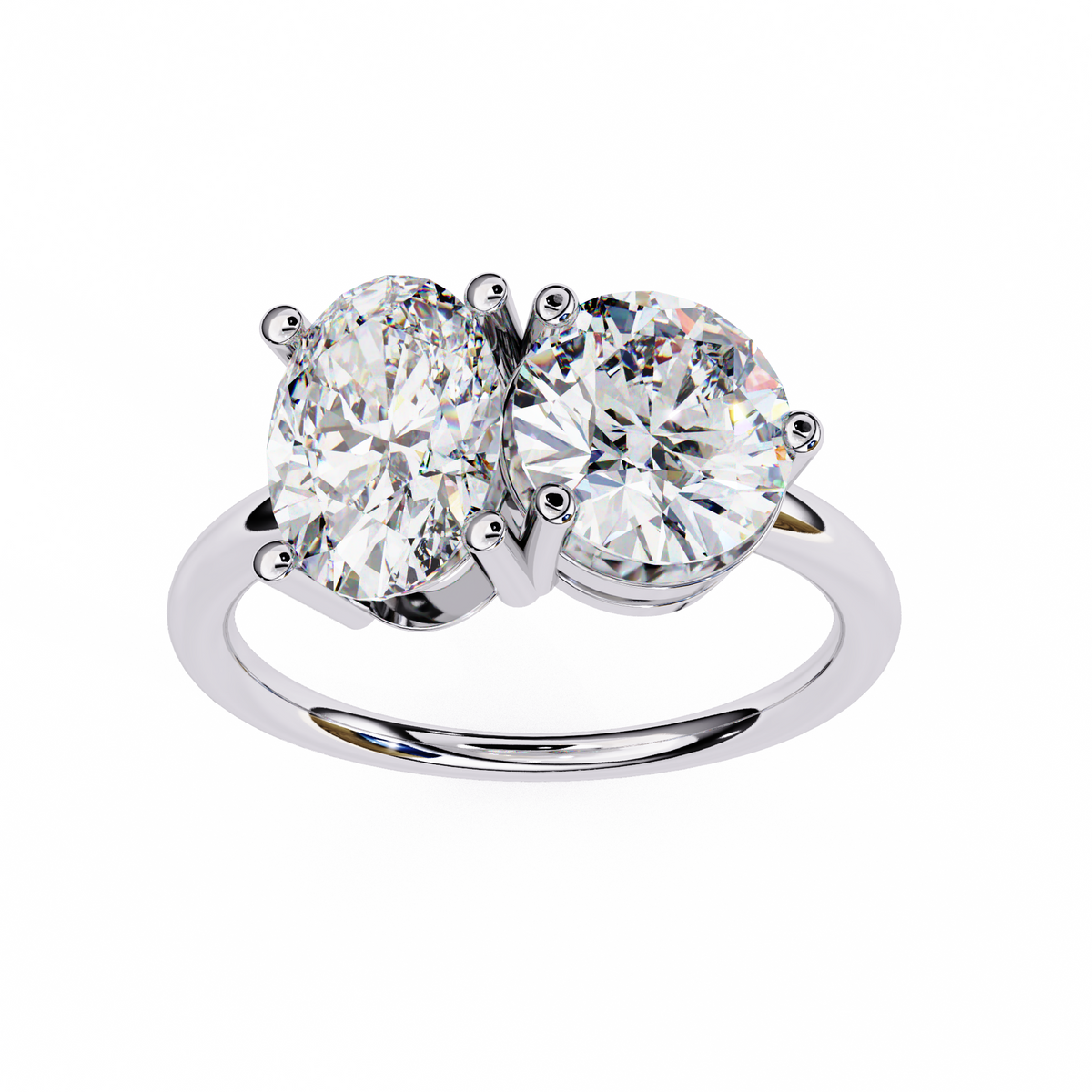 Reverra 14K Oval Round Toi et Moi Engagement Ring, CTTW-3.32