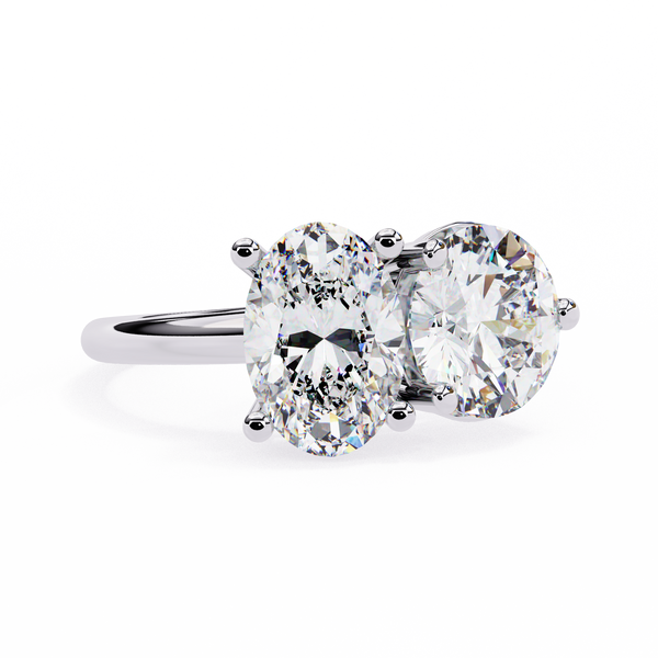 Reverra 14K Gold Oval & Round Lab Grown Diamond Toi et Moi Engagement Ring for Women, CTTW-3.32