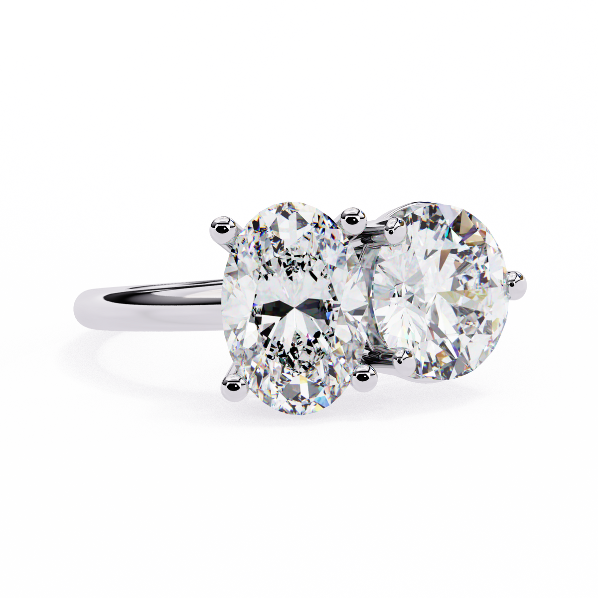 Reverra 14K Oval Round Toi et Moi Engagement Ring, CTTW-3.32