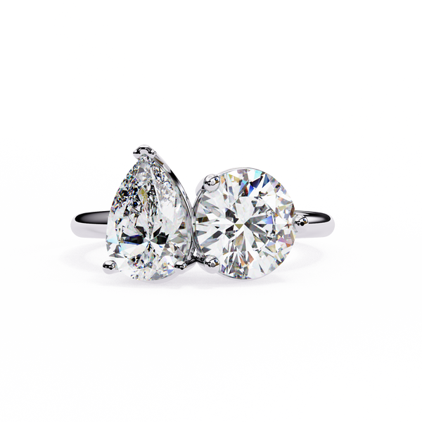 Reverra 14K Gold Pear & Round Lab Grown Diamond Toi et Moi Engagement Ring for Women, CTTW-3.8