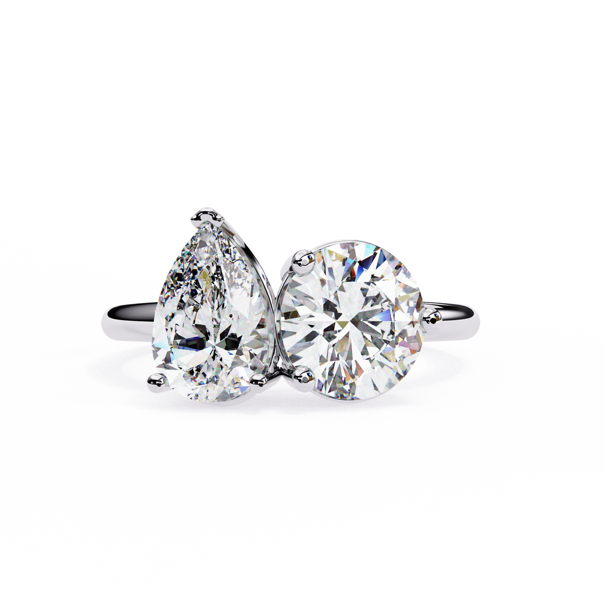 Reverra 14K Pear Round Toi et Moi Engagement Ring, CTTW-3.8