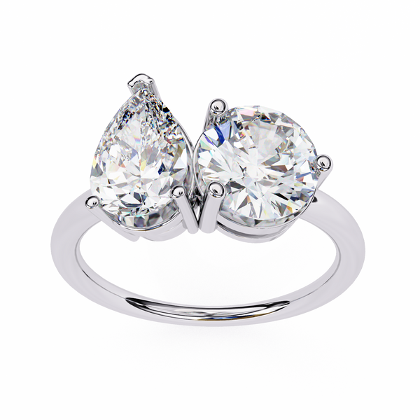 Reverra 14K Gold Pear & Round Lab Grown Diamond Toi et Moi Engagement Ring for Women, CTTW-3.8
