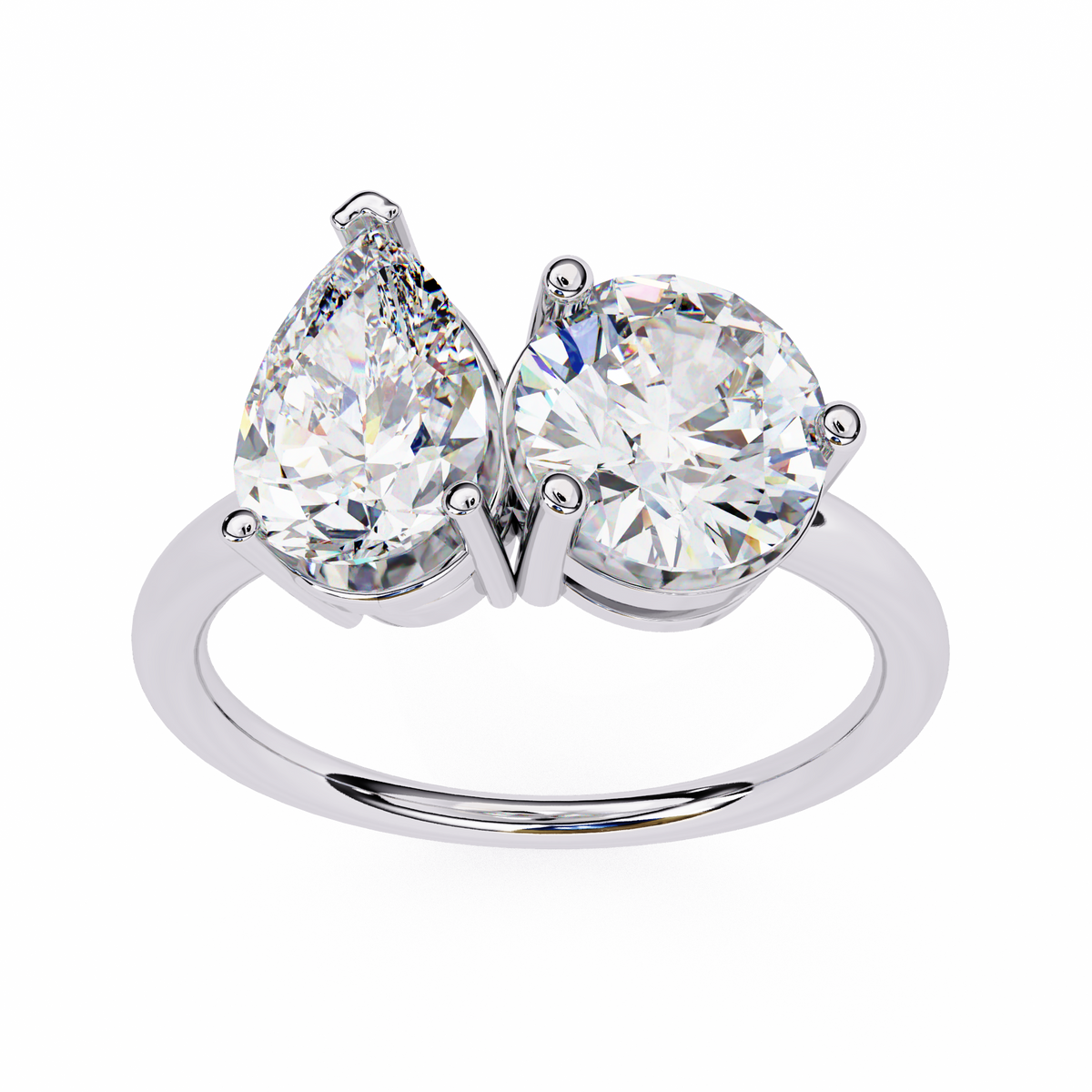 Reverra 14K Pear Round Toi et Moi Engagement Ring, CTTW-3.8