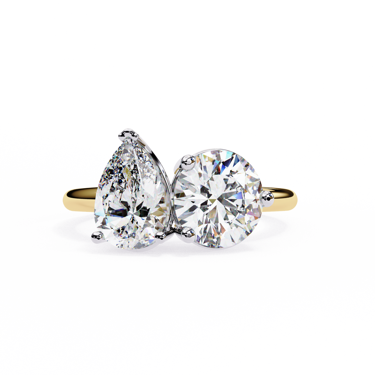 Reverra 14K Pear Round Toi et Moi Engagement Ring, CTTW-3.8