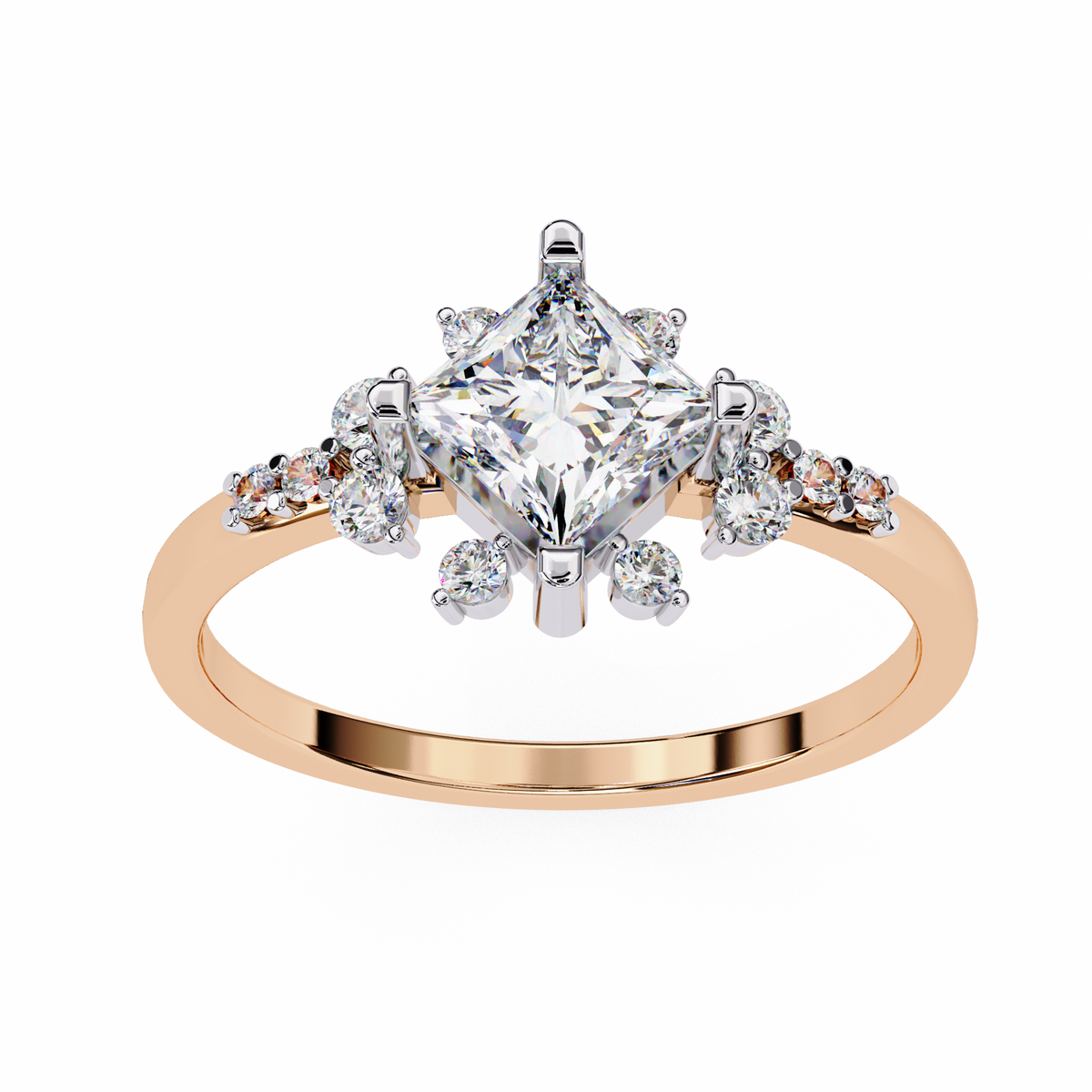 Reverra 14K Princess Diamond Cluster Engagement Ring, CTTW-1.01