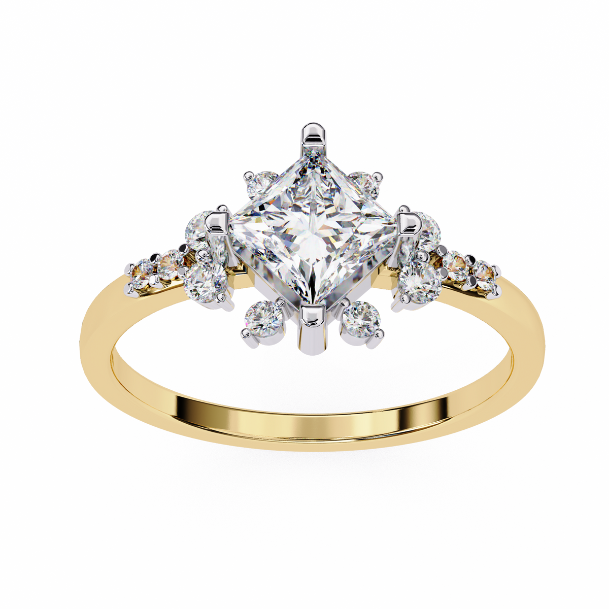 Reverra 14K Princess Diamond Cluster Engagement Ring, CTTW-1.01