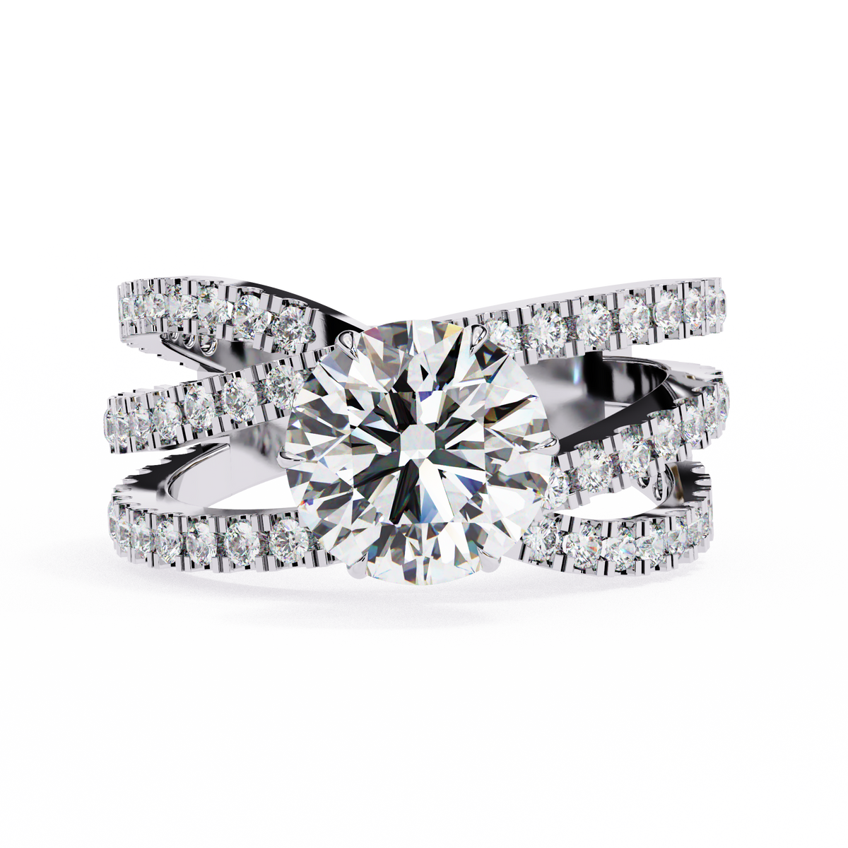 Reverra 14K Round Diamond Split Shank Engagement Ring, CTTW-1.63
