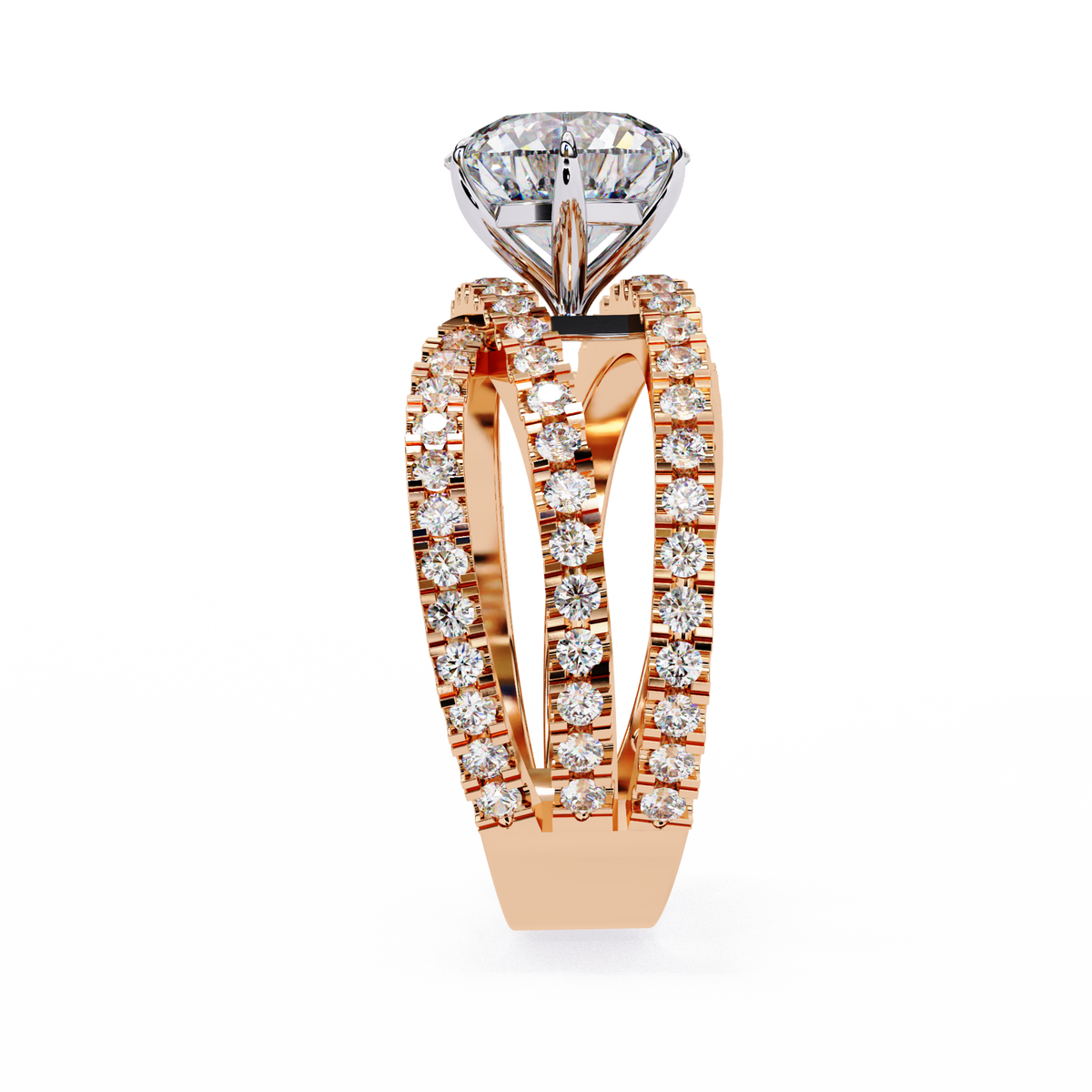 Reverra 14K Round Diamond Split Shank Engagement Ring, CTTW-1.63