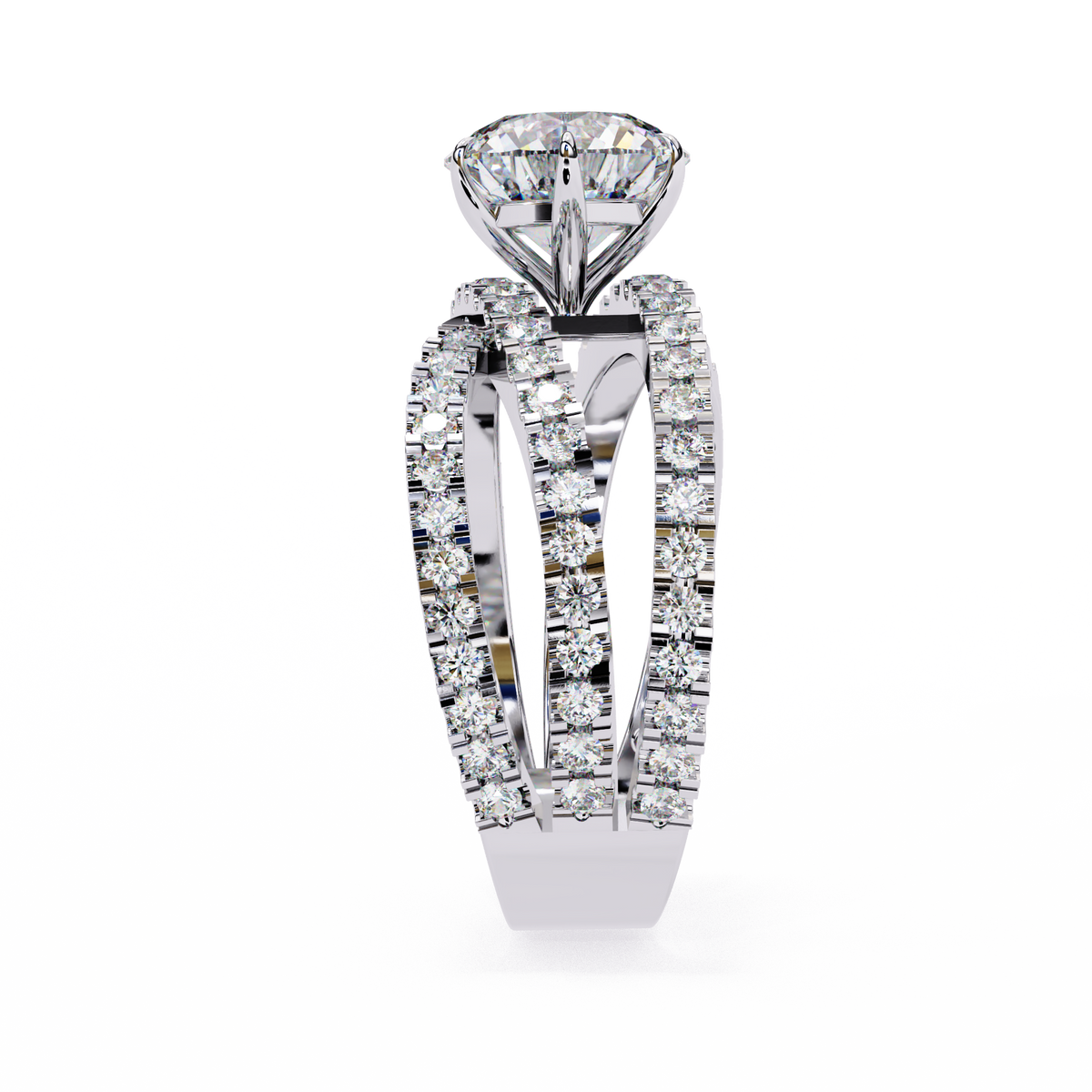 Reverra 14K Round Diamond Split Shank Engagement Ring, CTTW-1.63