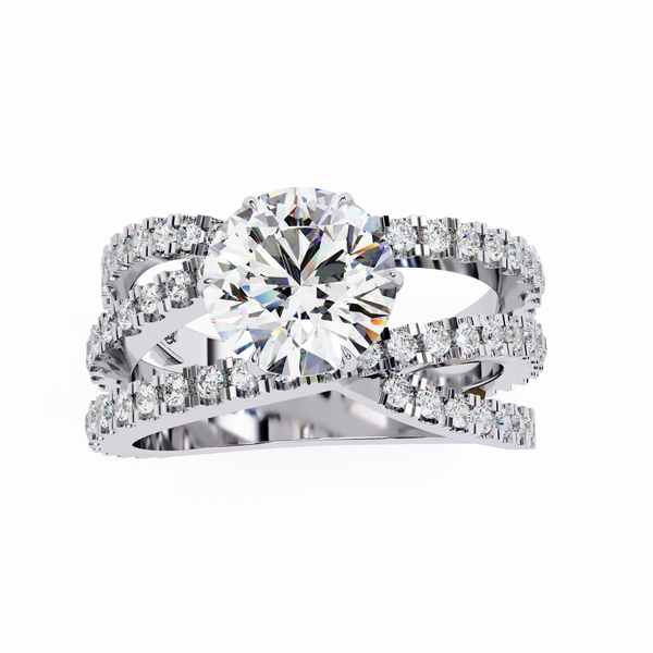 Reverra 14K Gold Round Lab Grown Diamond Split Shank Engagement Ring for Women, CTTW-1.63