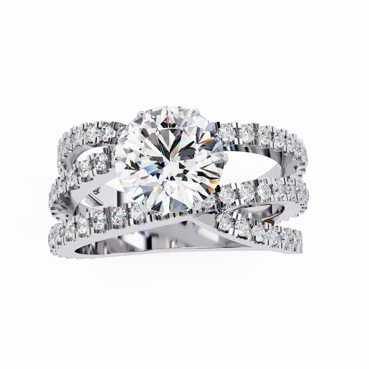 Reverra 14K Round Diamond Split Shank Engagement Ring, CTTW-1.63