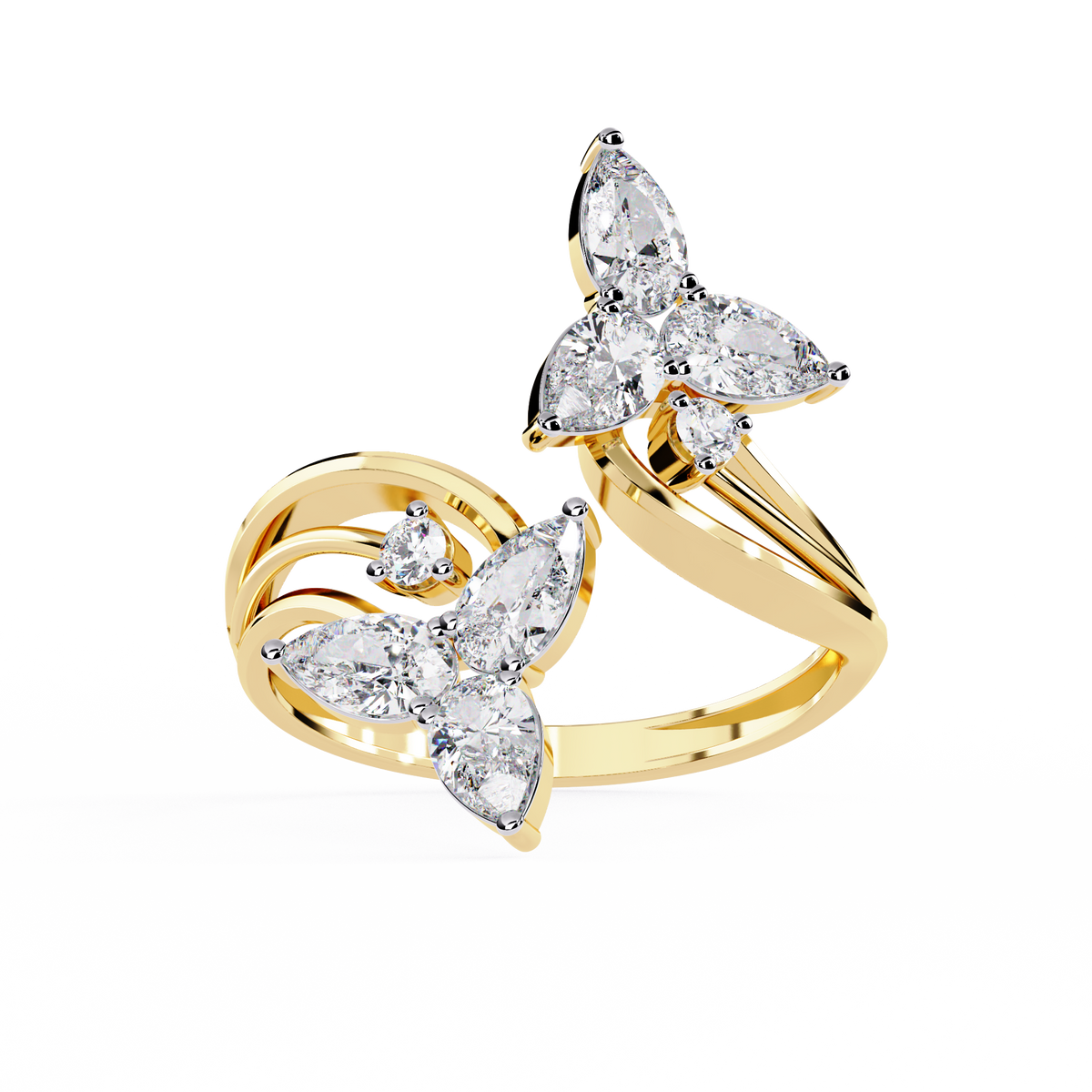 Reverra 14K Pear Diamond Butterfly Engagement Ring, CTTW-0.99