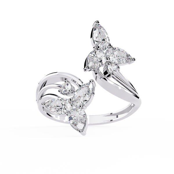 Reverra 14K Gold Pear & Round Lab Grown Diamond Butterfly Engagement Ring for Women, CTTW-0.99