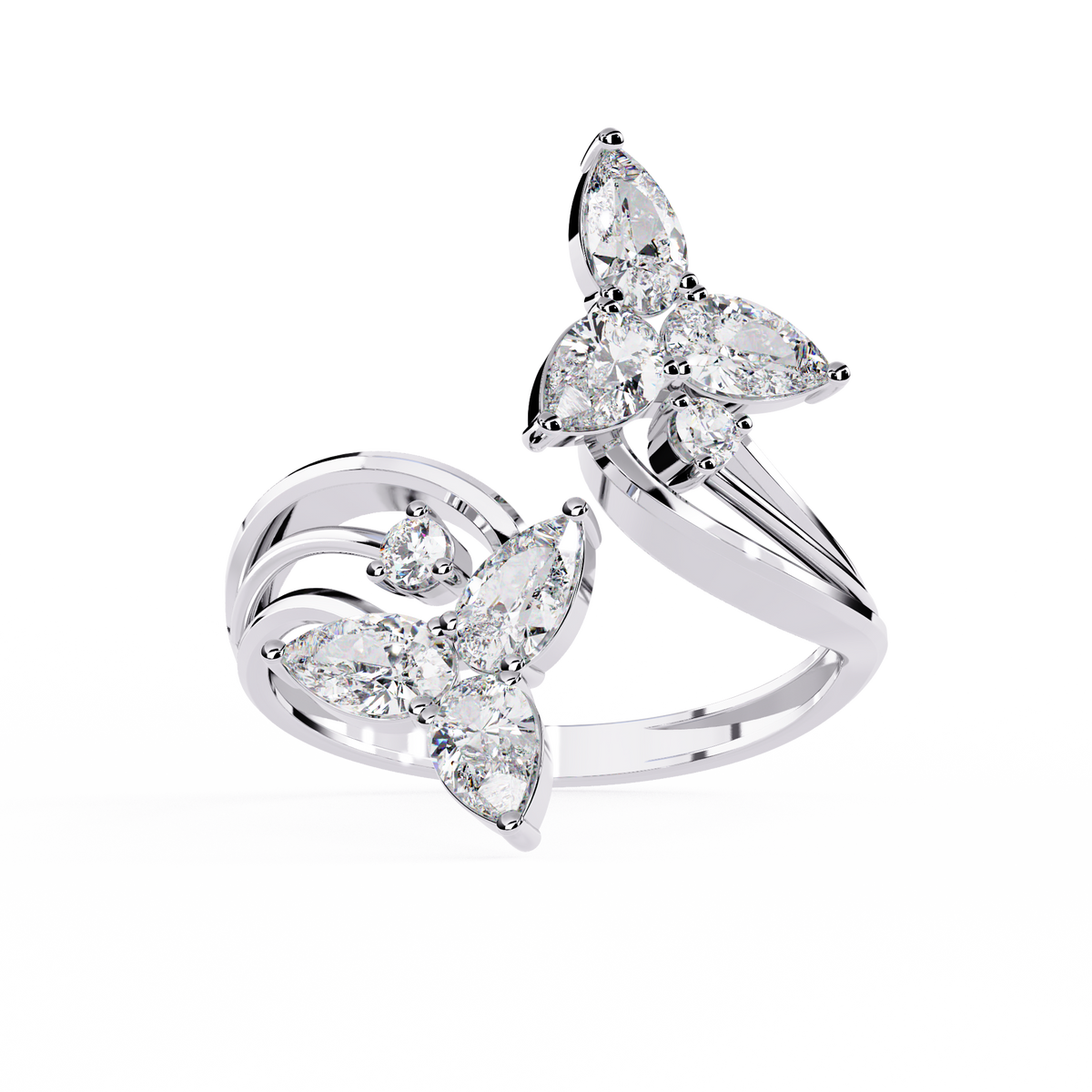 Reverra 14K Pear Diamond Butterfly Engagement Ring, CTTW-0.99