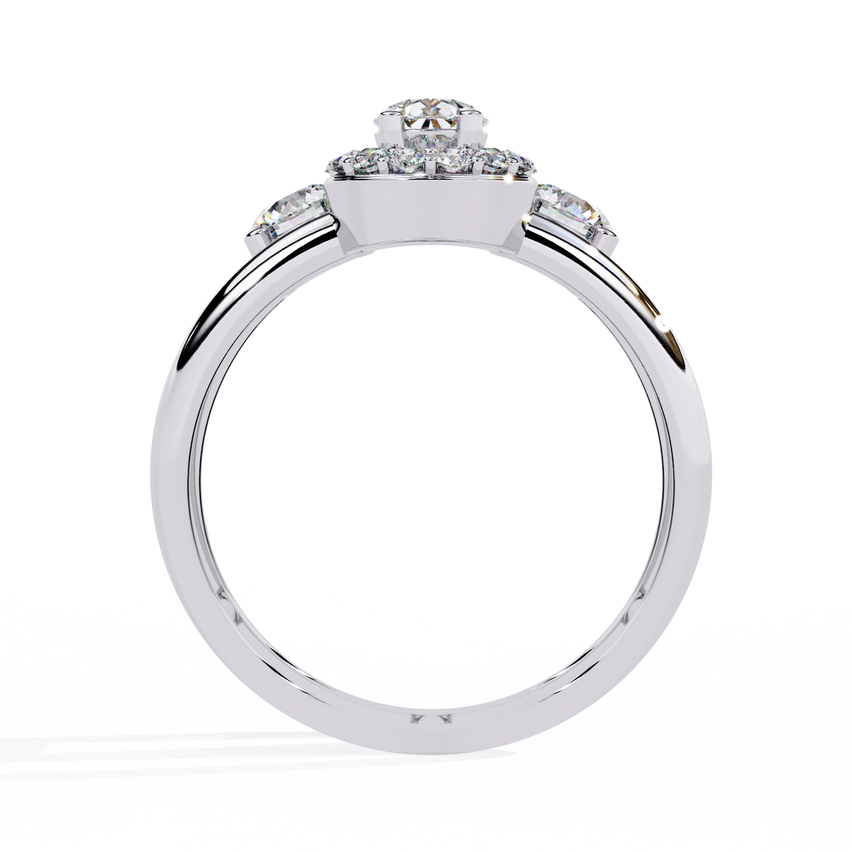 Reverra 14K Pear Halo Triple Diamond Engagement Ring, CTTW-0.97