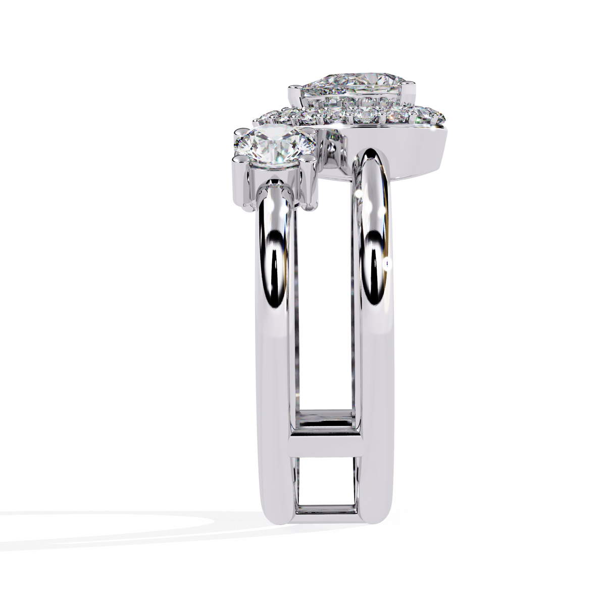 Reverra 14K Pear Halo Triple Diamond Engagement Ring, CTTW-0.97