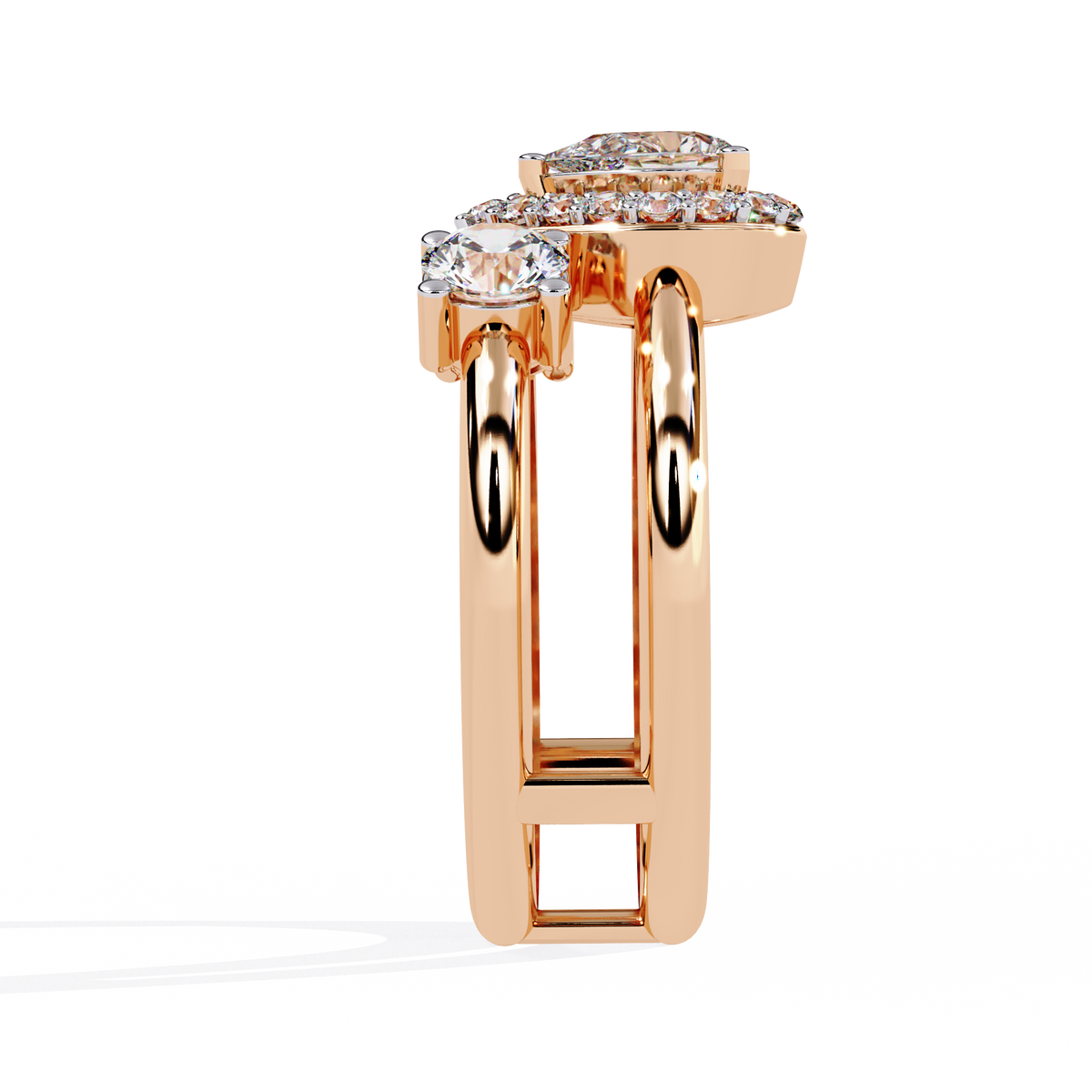 Reverra 14K Pear Halo Triple Diamond Engagement Ring, CTTW-0.97