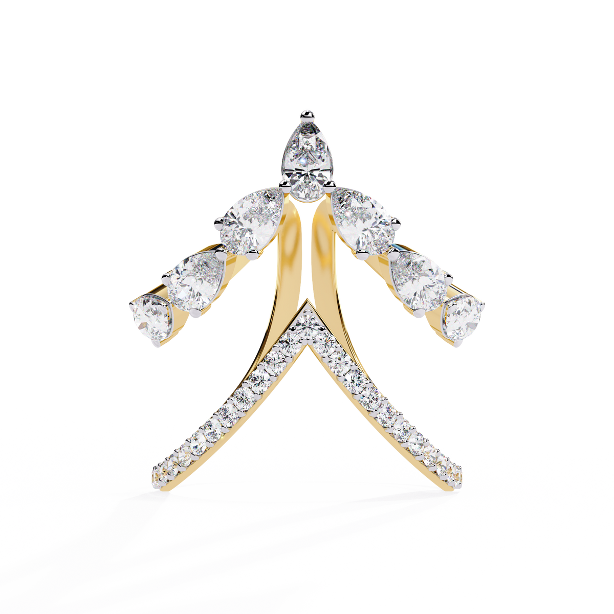 Reverra 14K Pear Diamond Butterfly Open Ring, CTTW-1.42